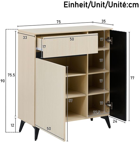 Merax Kombinationsset, Garderobe mit Sitzbank & Sideboard/Schuhschrank – Stilvolle Stauraumlösung für Flur, Wohn- und Schlafzimmer Bild 5