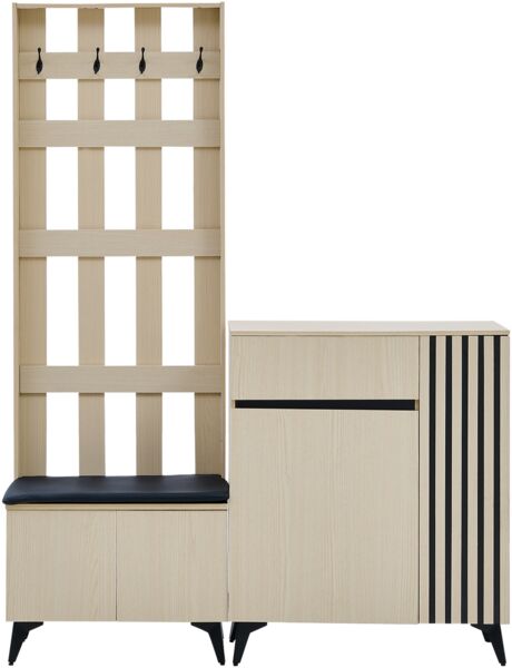 Merax Kombinationsset, Garderobe mit Sitzbank & Sideboard/Schuhschrank – Stilvolle Stauraumlösung für Flur, Wohn- und Schlafzimmer Bild 9