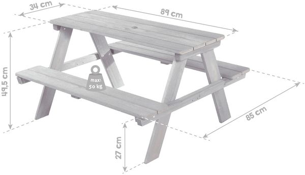 roba Kindersitzgruppe 'Outdoor+' - wetterfeste Sitzgarnitur 'Picknick for 4' - inkl. Sitzkissen - Grau Bild 4