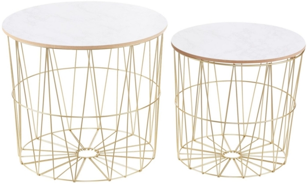 my Flair Beistelltisch St. Tropez (Set, 2-St), goldfarben mit Platte in Marmor-Optik Bild 5