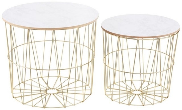 my Flair Beistelltisch St. Tropez (Set, 2-St), goldfarben mit Platte in Marmor-Optik Bild 4