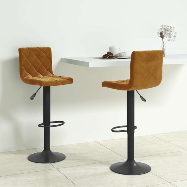 vidaXL Barhocker 2 Stk. Braun Samt 333729