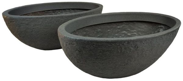 sesua Pflanzschale XXL oval grau Pflanztopf Steinoptik Kunststoff 70x40 cm (2 St)