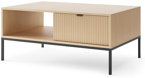 Bettso 'Nova' Couchtisch mit 2 Schubladen, geriffelte Fronten, Holzwerkstoff Vicenza Eiche 83x68x104 cm