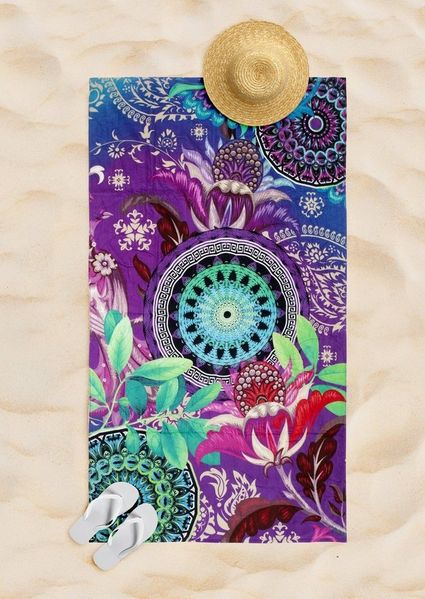 hip Family Strandtuch Liegetuch 100x180 Axelle Mandala Exotik lila bunt 30364