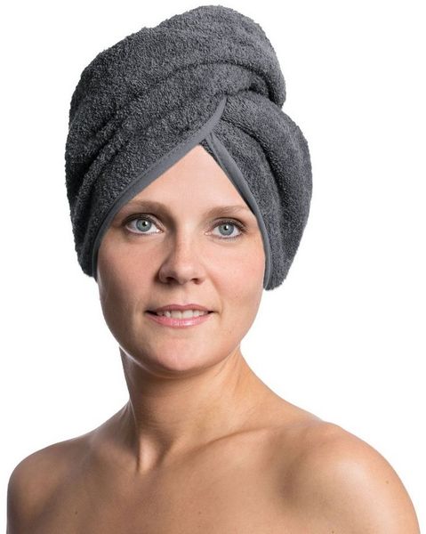 ZOLLNER Turban-Handtuch, Walkfrottier (1-St), 23 x 64 cm, 100% Baumwolle, mit Knopfverschluss