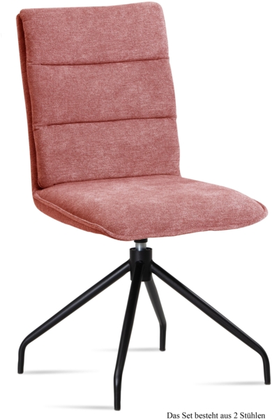 Esszimmerstuhl drehbar (2er-Set) Donata 47x92x60 Schwarz/Rosewood