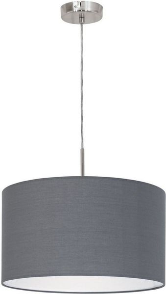 Eglo 31573 Pendellampe PASTERI nickel-matt, Textil grau E27 max. 1X60W H:110cm Ø38cm dimmbar