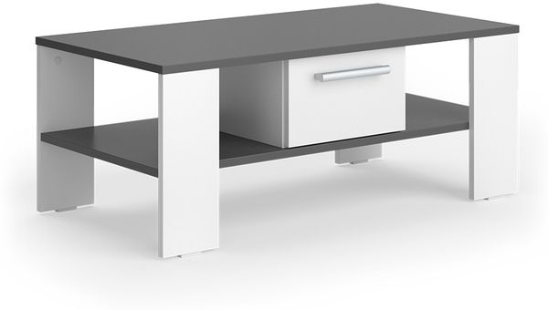 Couchtisch Wilmut Anthrazit/Weiß 89.8 x 46.4 cm mit Schublade Vicco