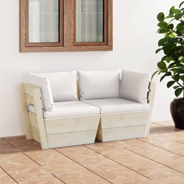 vidaXL Garten-Palettensofa 2-Sitzer mit Kissen Fichtenholz 3063386