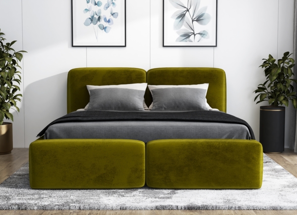 Polsterbett OLKE 140x200 ohne Matratze mit Bettkasten und Lattenrost. Farbe: Olive 9 Bild 3