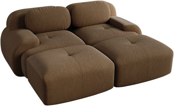 Ecksofa modular mit variabler Sitzfläche, Cordstoff (Braun), 32D hochelastische Polsterung, montagefrei,208*178*75 cm Bild 5