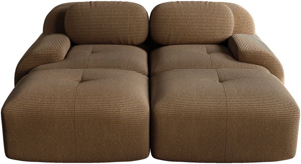 Ecksofa modular mit variabler Sitzfläche, Cordstoff (Braun), 32D hochelastische Polsterung, montagefrei,208*178*75 cm Bild 4
