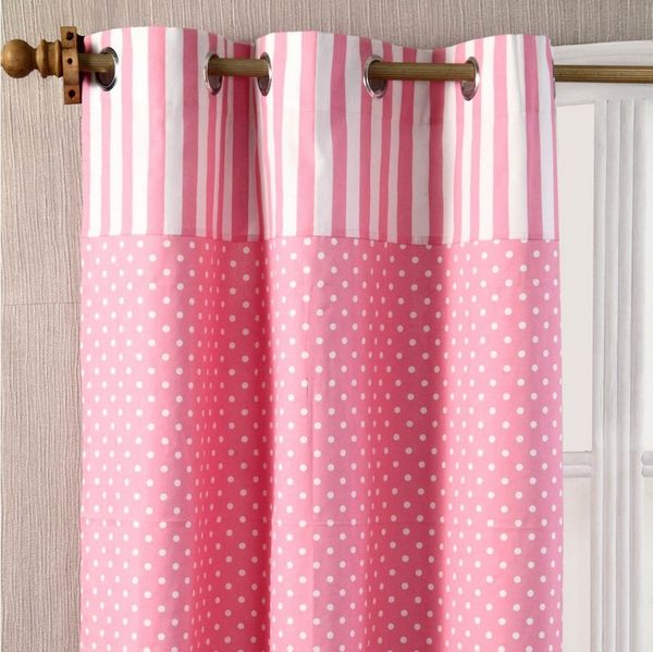 Homescapes Gardine Gardinen Polka Dots & Streifen rosa 2er Set 137 x 117 cm
