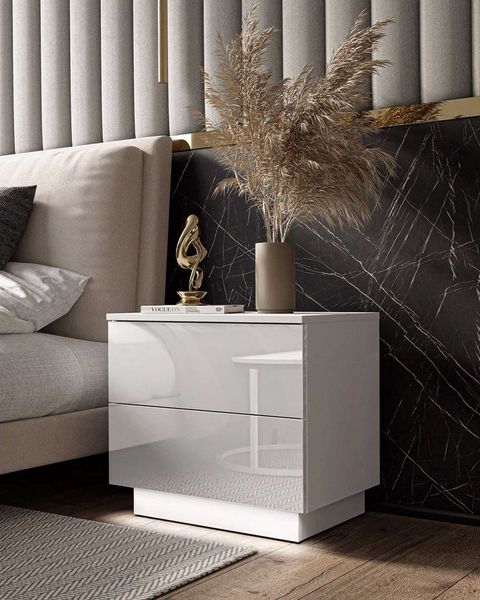 Lookway Nachttisch LINA mit Push-Open System Hochglanz LED