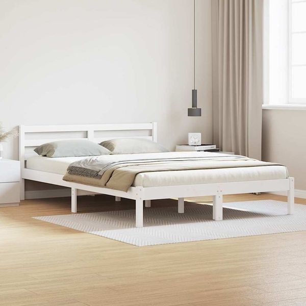 vidaXL Bettrahmen Weiß 215,5 x 165,5 x 69,5 cm Massivholz Kiefer 869769