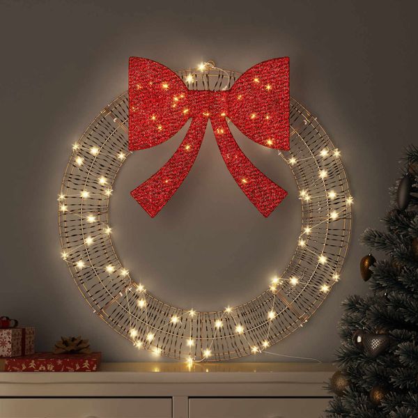 vidaXL Kranz mit 60 LEDs Warmweiß 76 x 76 x 8 cm PET 42019136
