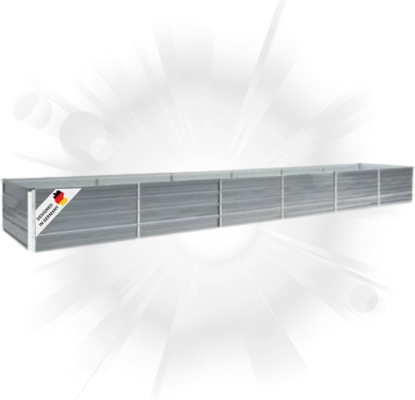 DELUKE® Hochbeet für Garten OSKAR Grau 480x80x45cm Verzinkter Stahl Hochbeet Metall Gartenbeet Kräuterbeet Blumenbeet Beet hoch Frühbeet für Garten Gemüsebeet