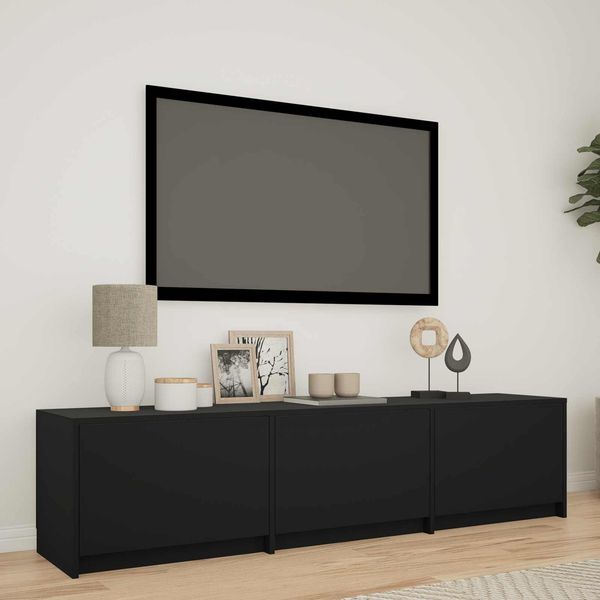 vidaXL Fernsehschrank mit LED Schwarz 165 x 34 x 40 cm Holzwerkstoff 3418717