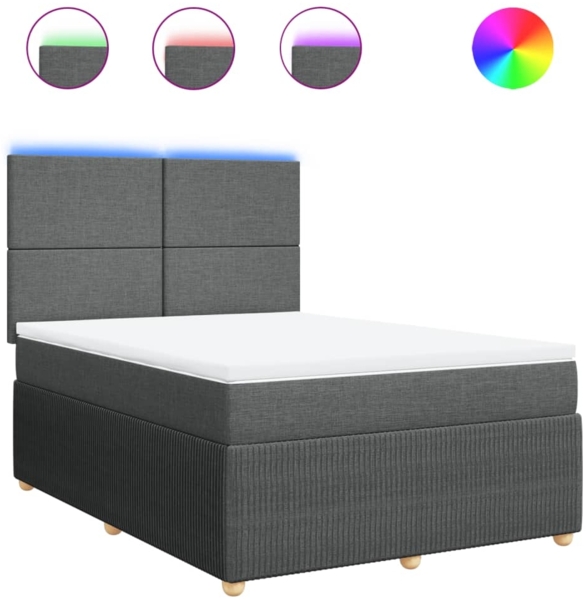 vidaXL Boxspringbett mit Matratze Dunkelgrau 160x200 cm Stoff 3294401