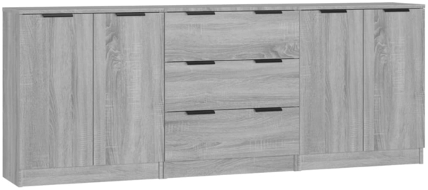vidaXL 3-tlg. Sideboard Grau Sonoma Eiche-Optik Holzwerkstoff 3115786