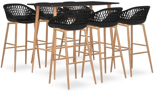 vidaXL 7-tlg. Bar-Set Schwarz 3057476