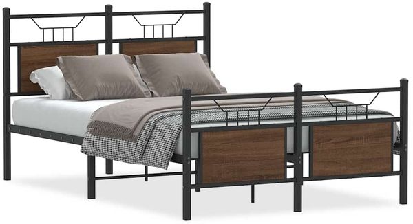 Einzelbettgestell Design für Erwachsene ohne Matratze Braun Eiche 120x200 cm Holzwerkstoff d4155e