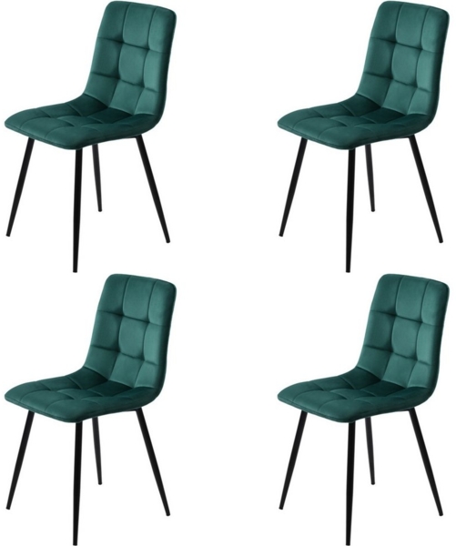 IDEASY 4-Fußstuhl 4St, Polsterstuhl Design Stuhl, Tragfähigkeit 150kg, Küchenstuhl, Hohe Rückenlehne, Esszimmerstuhl mit Samt/Leinen, Metallbein
