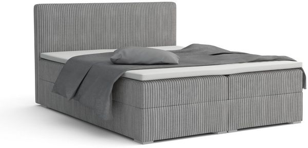 Deine Möbel 24 Boxspringbett LON IV Boxspring Komplettbett Polsterbett Bonellfederkernmatratzen (Cord Beige Creme Grau Dunkelgrau Graphit Schwarz, 3-St, Boxbett Cord Cord-Samt 140x200 160x200 180x200 200x200), inkl. Bettkasten Topper Matratzen H3 H4