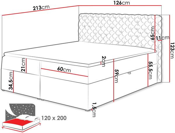 Mirjan24 Boxspringbett Serrula, Blau 120x200 cm Bild 4