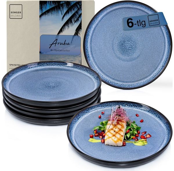 SÄNGER Teller Set Aruba, (6 St), Speiseteller Set, Steingut, Handmade, VALUE COLLECTION Bild 5