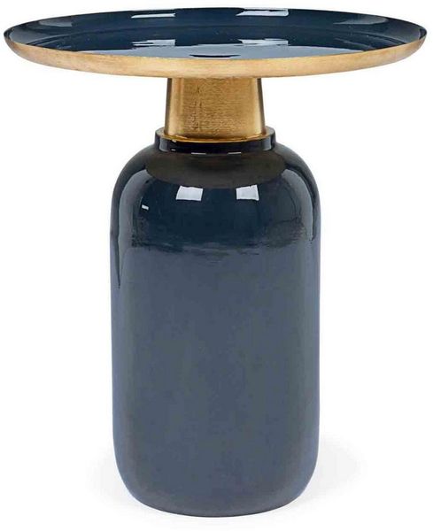 Beistelltisch Malinma Grande aus Metall, modern, rund, Blau, lackierte Oberfläche, Bizzotto