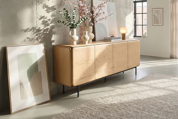 KAWOLA Sideboard AVRIL 4 Türen Eiche braun 87 x 40 x 181 cm