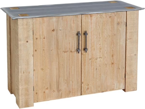 Sideboard HWC-L76, Kommode Schrank, Industrial Massiv-Holz MVG-zertifiziert 80x120x48cm, natur mit Metall-Optik Bild 9