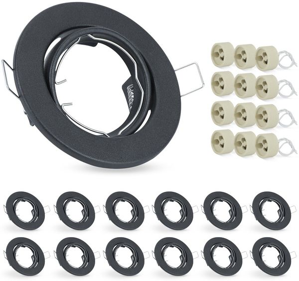 ZMH 12er LED Einbaustrahler GU10 Einbaurahmen - Einbauleuchten Spots Schwenkbar 30° Rund Einbauspots inkl. GU10 Fassung Chrom Halogen Rahmen geeignet für LED Leuchtmitte