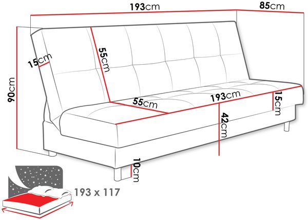 Schlafsofa Enduro XIV Cord (Farbe: Poso 125) Bild 5