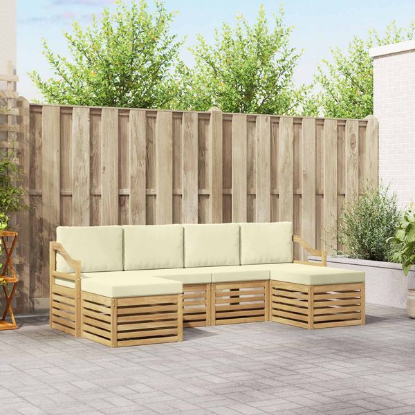 vidaXL Outdoor-Sofagarnitur 6 pcs Weiß und Creme 245 x 122,5 x 73 cm 3392290