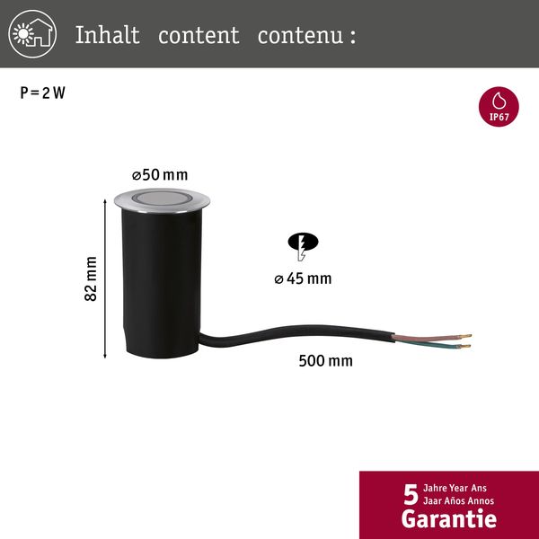 Paulmann No. 94363 House Bodeneinbauleuchte rund dekorativ IP65 3000K 2W Edelstahl 230V Bild 2