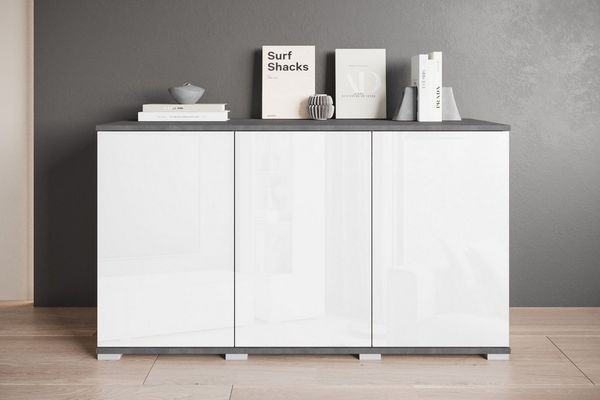 OTTO home Sideboard Kenia, moderne grifflose Kommode mit 3 Türen, Breite 120 cm (1 St), Push-to-Open-Fronten, höhenverstellbaren Einlegeböden