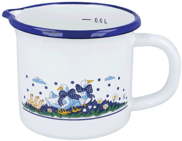 EUROHOME Milchtopf im Landhauslook Milchtopf emailliert mit Messskala 0,6l, Emaille (1-tlg, Milchtopf Ø10 cm), Milchtopf mit Ausgießer - Milchtopf Induktion