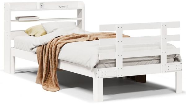 Einzelbettgestell Design für Erwachsene mit Kopfteil ohne Matratze Weiß 90x200 cm d3169e