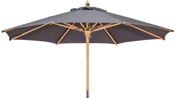 Kai Wiechmann Sonnenschirm Stylischer Balkonschirm 350 cm als hochwertiger Schattenspender, Gartenschirm aus Holz mit Windauslass & UPF 50+
