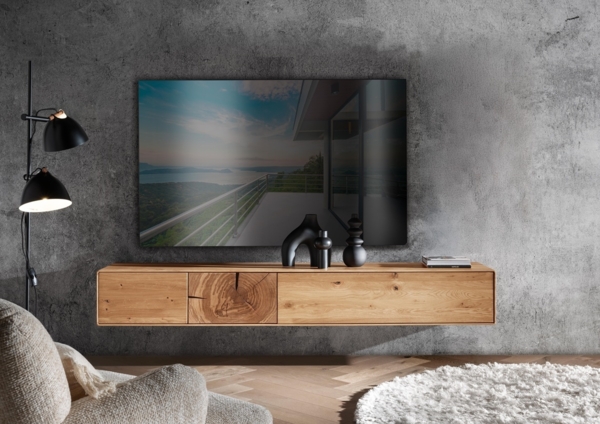 TV Board zum hängen 220cm "Belfast" Wildeiche massiv