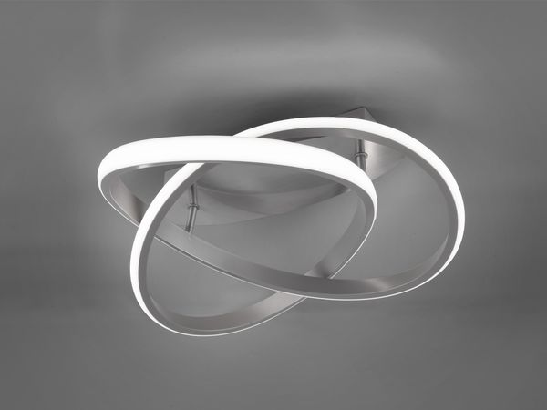 LED Deckenleuchte COURSE Silber mit Stufen Dimmer, 4000K Neutralweiß, Ø 45cm