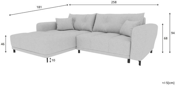 99rooms Massimo Ecksofa Strukturstoff NEVE Anthrazit mit Schlaffunktion Links Bild 3