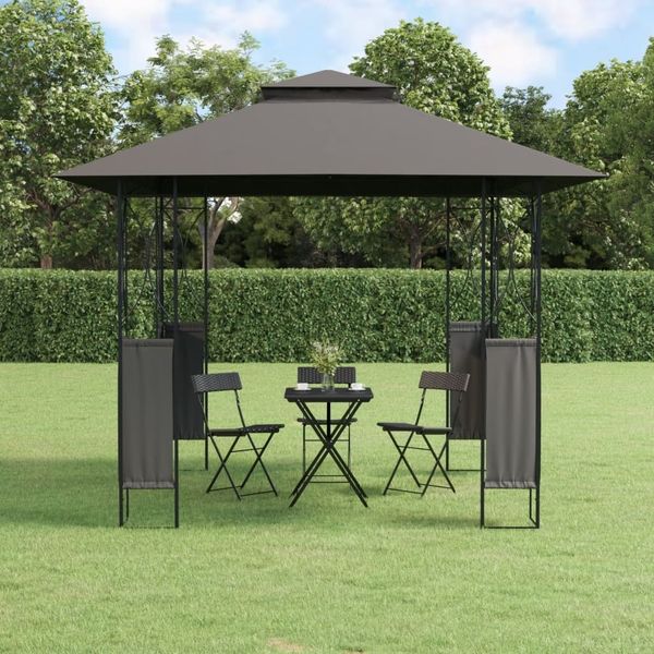 Gartenpavillon, Pavillon mit Dach Anthrazit 300x300x270 cm Stahl