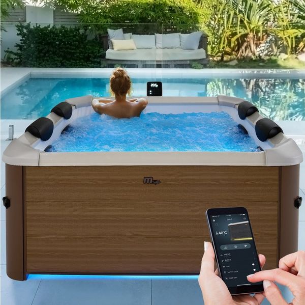 mSpa Whirlpool Whirlpool Frame Oslo F-OS063W für 6 Personen, Stecksystem mit Einlageplane, (Whirlpool outdoor, Whirlpool mit Heizung, Whirlpool mit Massagedüsen, Whirlpool outdoor 6 Personen), outdoor Whirlpool, Whirlpool für 6 Personen