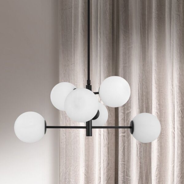Nova Luce 9100361 IMPERO Pendelleuchte 6-flammig Schwarz Weiss E14