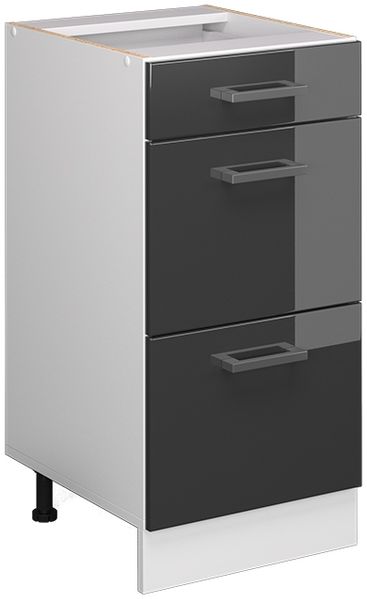 Unterschrank R-Line Anthrazit Hochglanz 40 cm mit Schubladen, ohne Arbeitsplatte Vicco