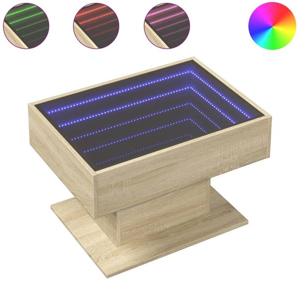 LED-Couchtisch, Sofatisch Sonoma Eiche 70x50x45 cm Holzwerkstoff